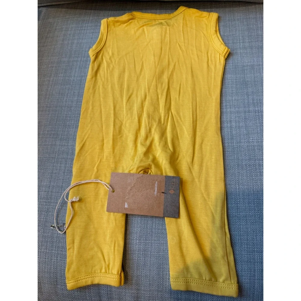 Kyte Baby Sleeveless Snap Romper Marigold Yellow Bamboo Rayon 0-3 Months NWT